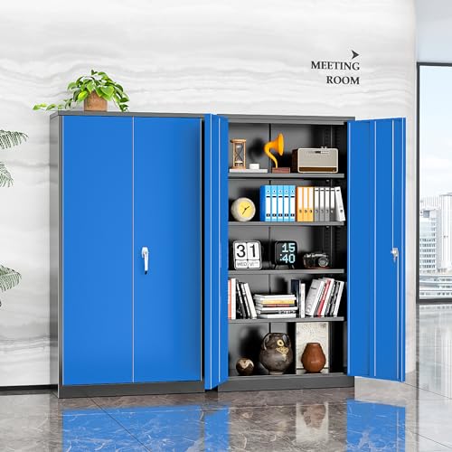 INTERGREAT Metal Storage Cabinets 72” Black Garage Steel Storage Cabinet with Doors and Shelves, Metal Tool Cabinet
