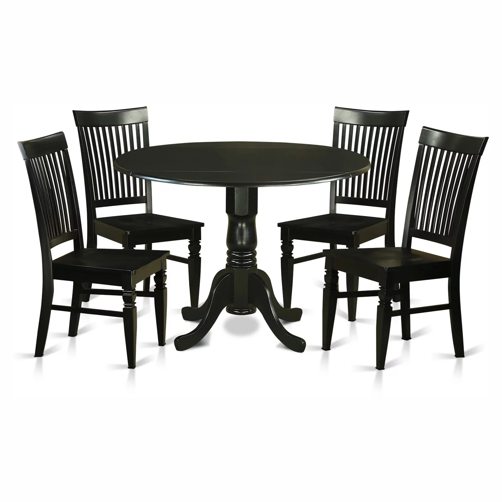 East West Furniture Dublin 5 Piece Drop Leaf Dining Table Set with Weston Wooden Seat Chairs
