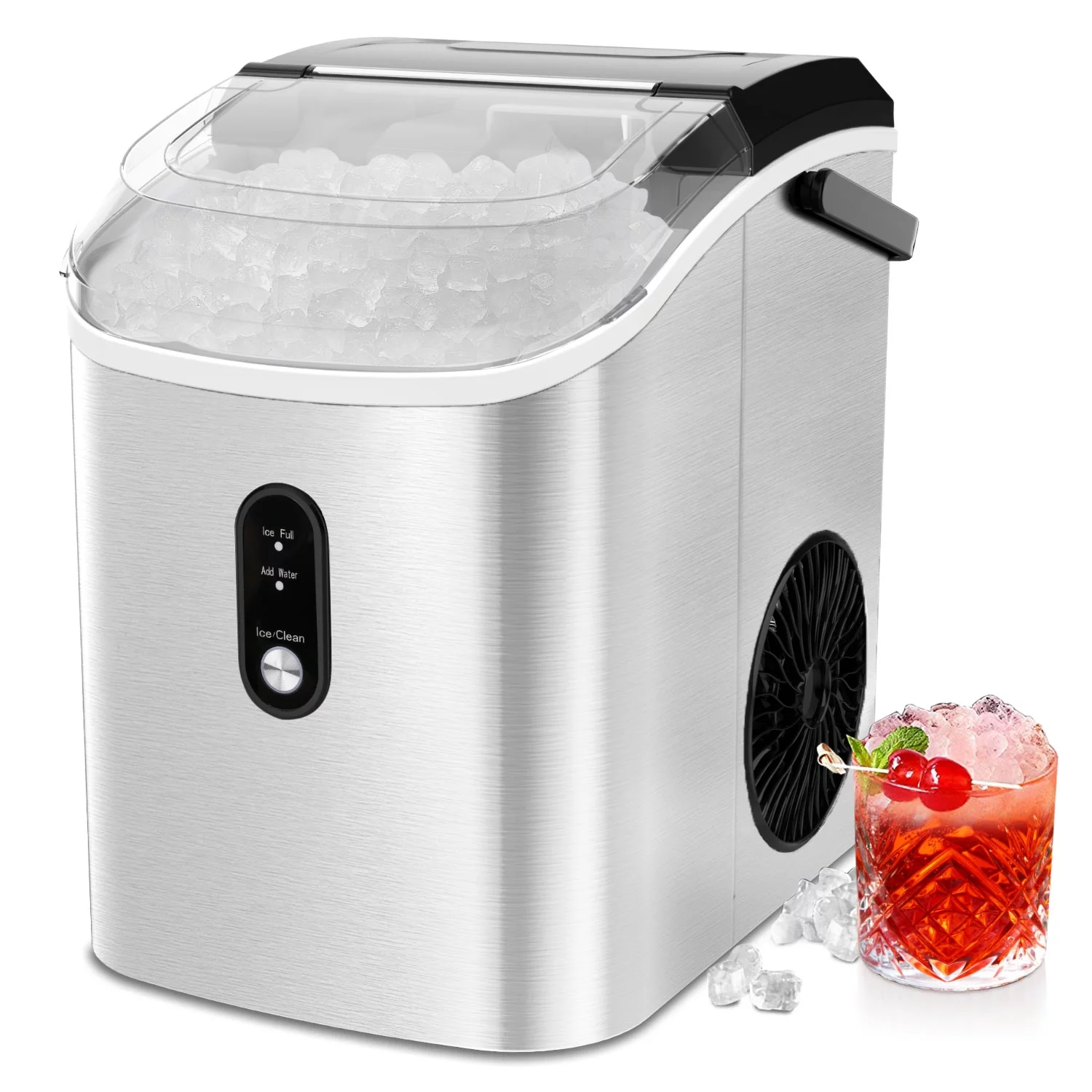 COWSAR 33lbs Countertop Nugget Ice Maker, Potable with Scoop,聽Soft Nugget Ice Ready in 10mins, Red