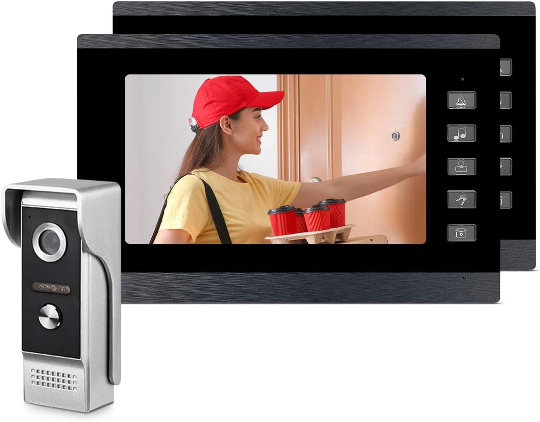 Video Intercom System,Wired Video Doorbell WOLILIWO Video Doorphone System Support Unlock,Dual-Way Intercom for Home Office