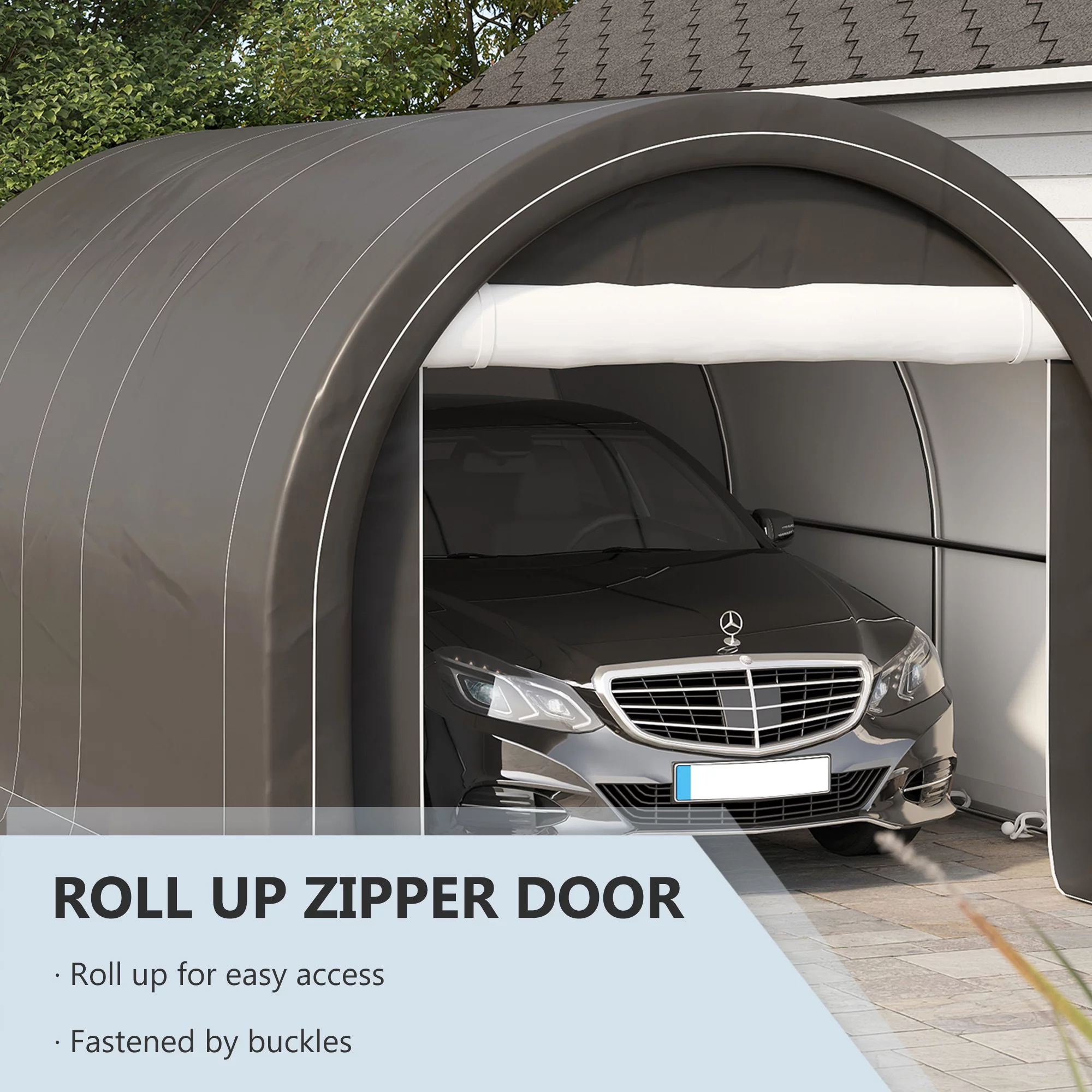 Outsunny 10' x 16' Carport Storage Tent Anti-UV PE Portable Garage, Gray