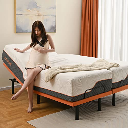 Split King Adjustable Bed Frame with Mattress - 14” Luxury Hybrid Mattress, Smart APP Contorl, Massage, Zero Gravity, Anti-Snore