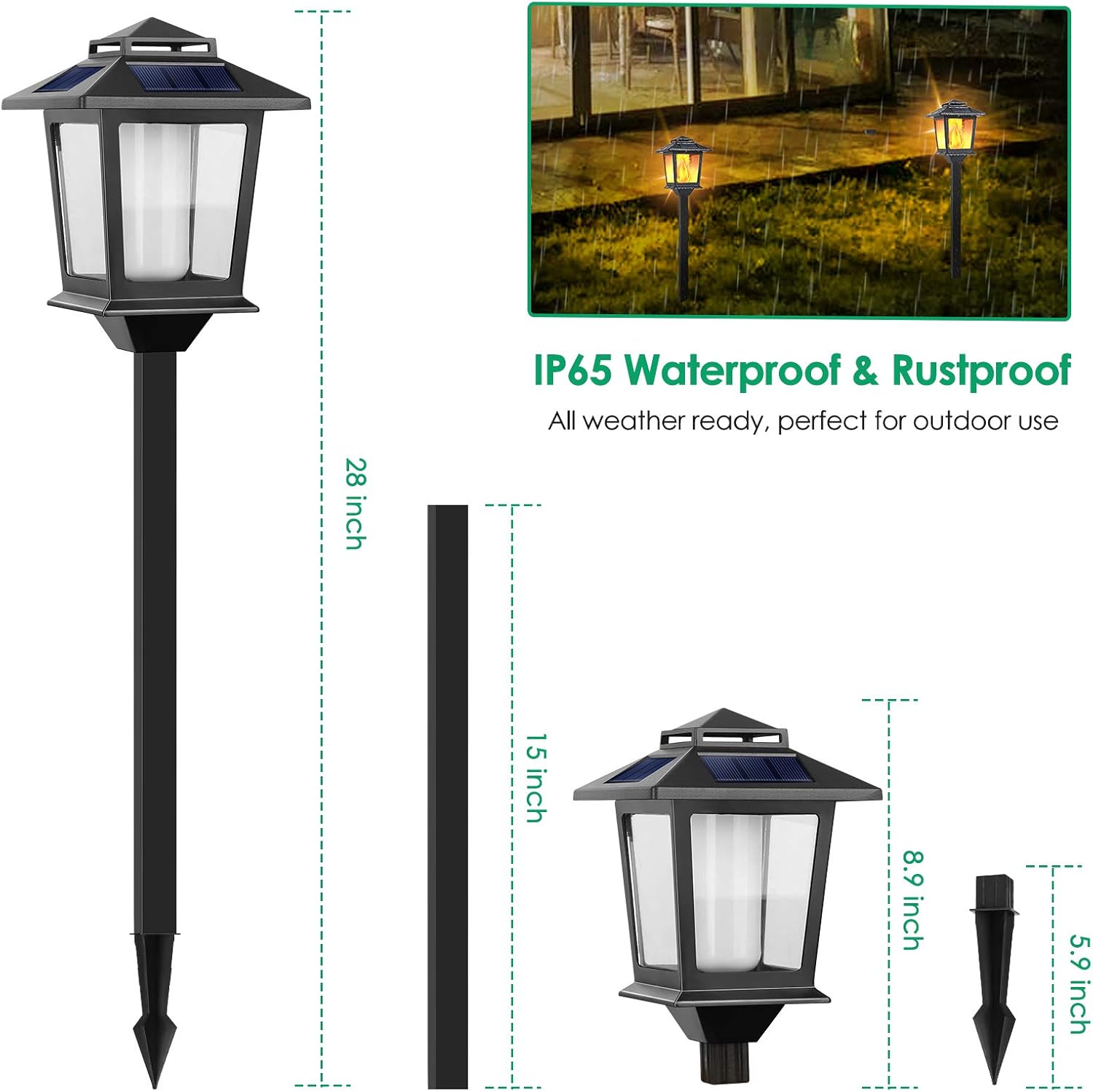 TomCare Solar Outdoor Lights Anti-Rust Metal Flickering Flame Solar Torches Lights Decorative Outdoor Lighting Solar Powered Waterproof Solar Pathway