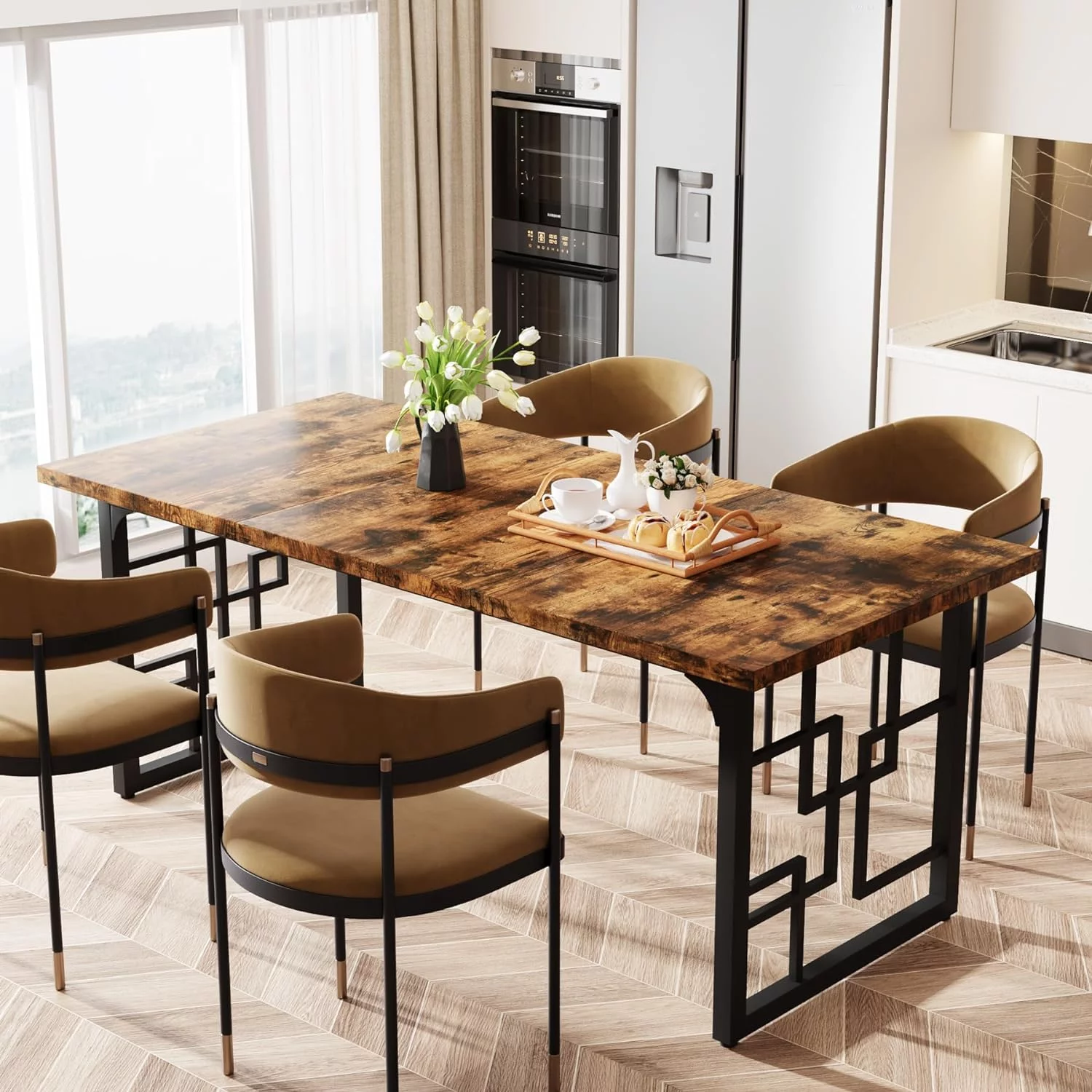 Tribesigns 63" Dining Table, Rectangular Dining Room Tables for 4-6 People for Kitchen, Dining Room, Living Room