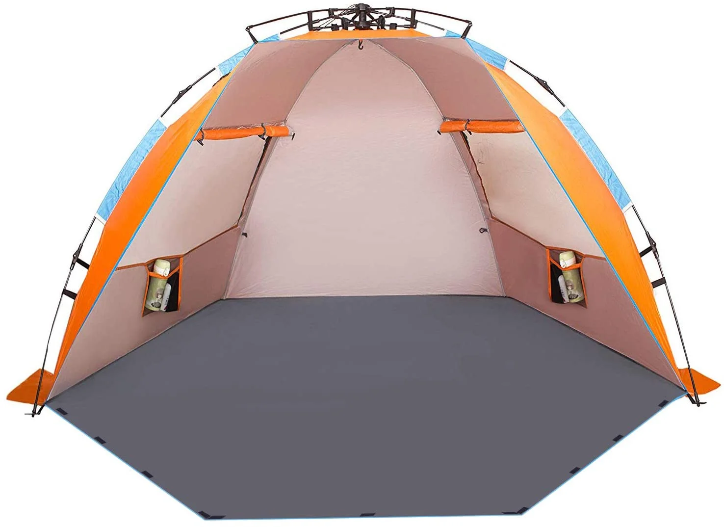 Oileus Beach Tent Sun Shelter X-Large 4 Person Tent, Portable Sun Shade, Pop Up Tents for Beach with Carry Bag, Stakes, 6 Sand Pockets