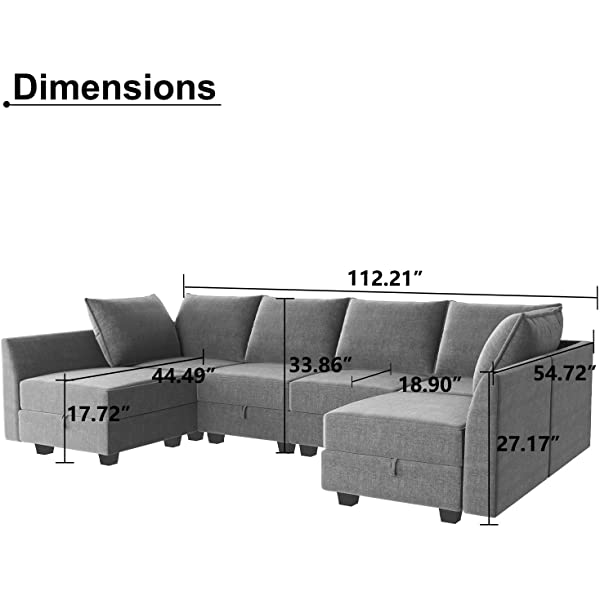 HONBAY Convertible Sectional Sofa U Shaped Couch with Reversible Chaise Modular Oversized Couch Sectional Sofa with Ottomans