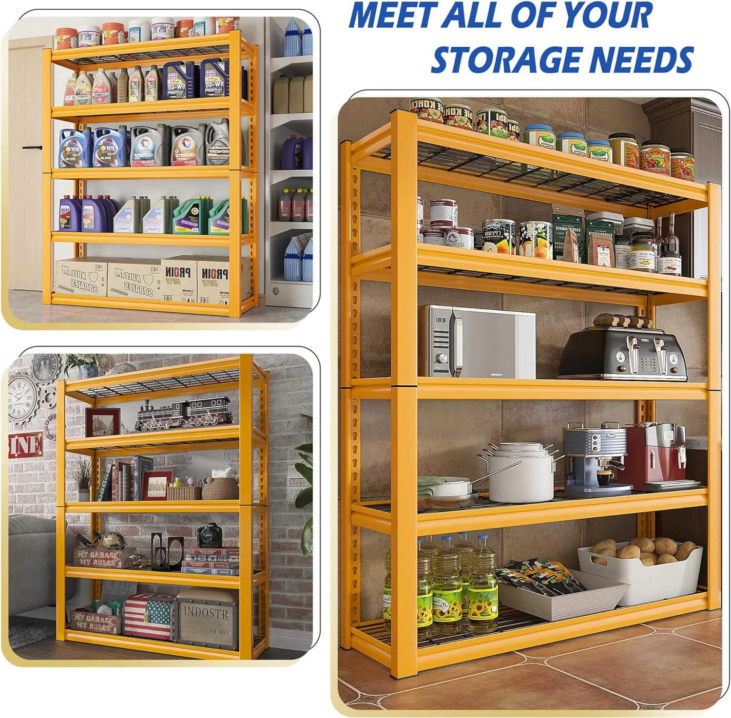 U-ToBe Garage Shelving Heavy Duty Loads 2000LBS 40" W Garage Storage Shelves Heavy Duty Shelving 72"H Adjustable Metal Shelving for Storage Rack 5