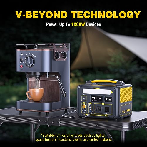 VTOMAN Jump 600X Portable Power Station, LFP Battery Powered Generator with 2x 600W AC Outlets (Surge 1200W), 4x USB ports