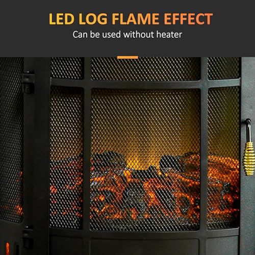 HOMCOM 22" Electric Fireplace Stove, Freestanding Electric Fire Place Heater with Realistic LED Flame, Adjustable Temperature, 1500W