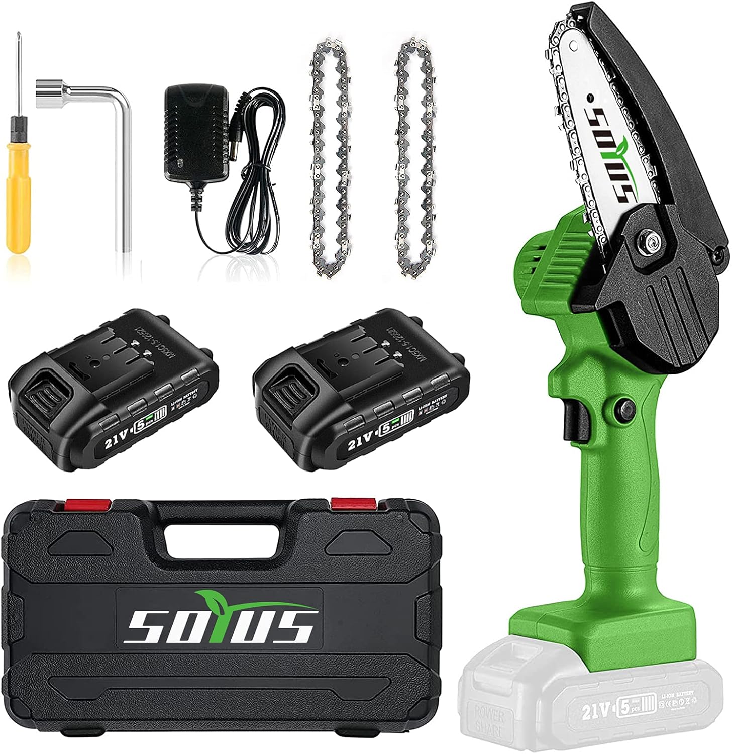 Mini Chainsaw Cordless 4 Inch Mini Chain Saw SOYUS Handheld Chainsaw Mini Chainsaw Battery Powered Rechargeable Mini Lithium Chainsaw Portable Chain