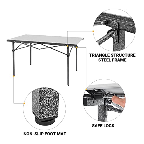 KingCamp Camping Table Folding Portable Table Aluminum Roll Up Lightweight Foldable Large Camp Table for Indoor Outdoor Picnic Backyard, 53.5"X27.5"