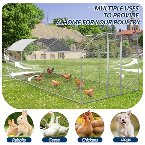 COVERONICS Metal Chicken Coop Run - Outdoor Large Chicken Coop with Waterproof Cover and Security Lock