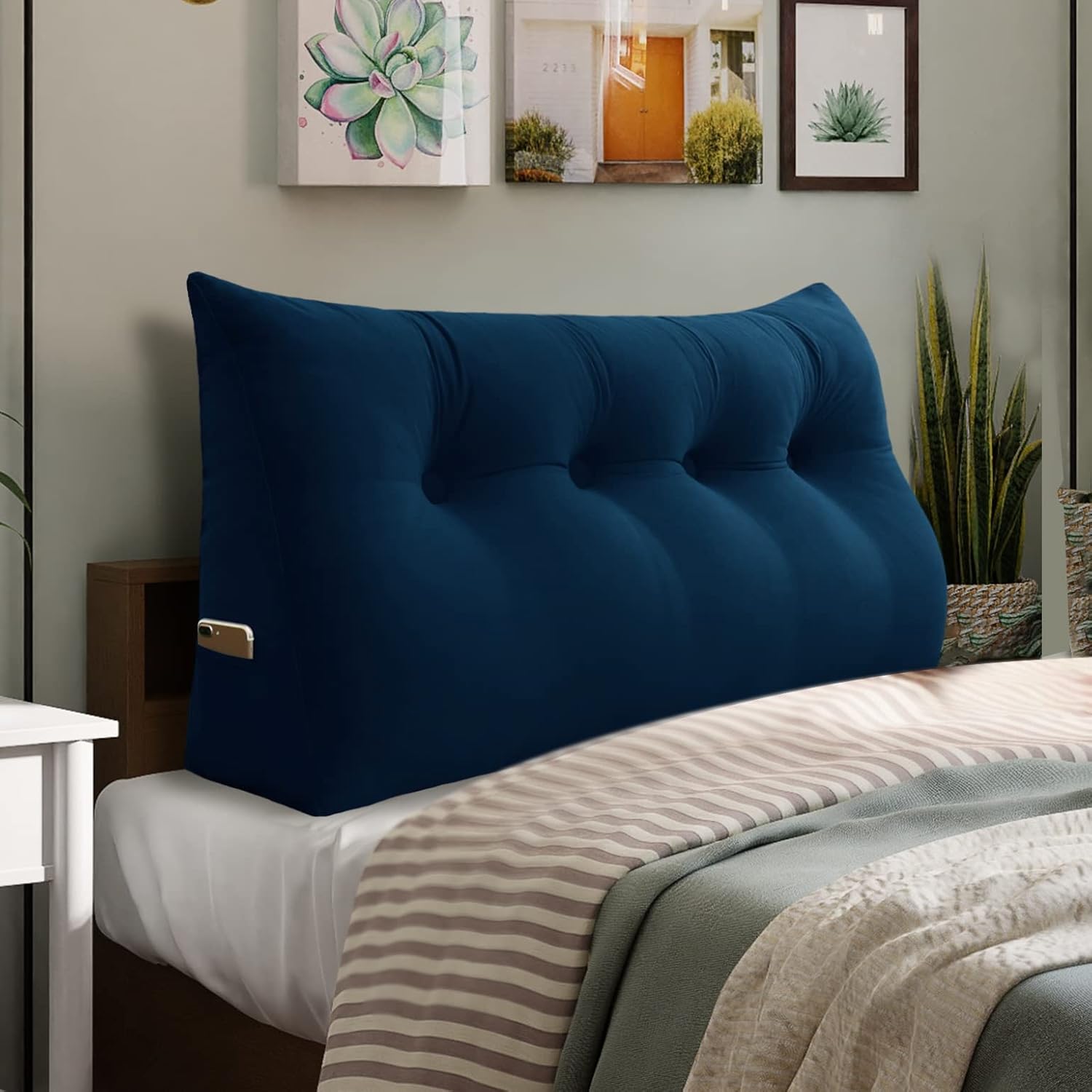 Roner Ergonomics Headboard Reading Pillow Back Support for Sitting Up in Bed Large Adult Backrest Wedge Lounge Cushion Body Positioning Bedrest