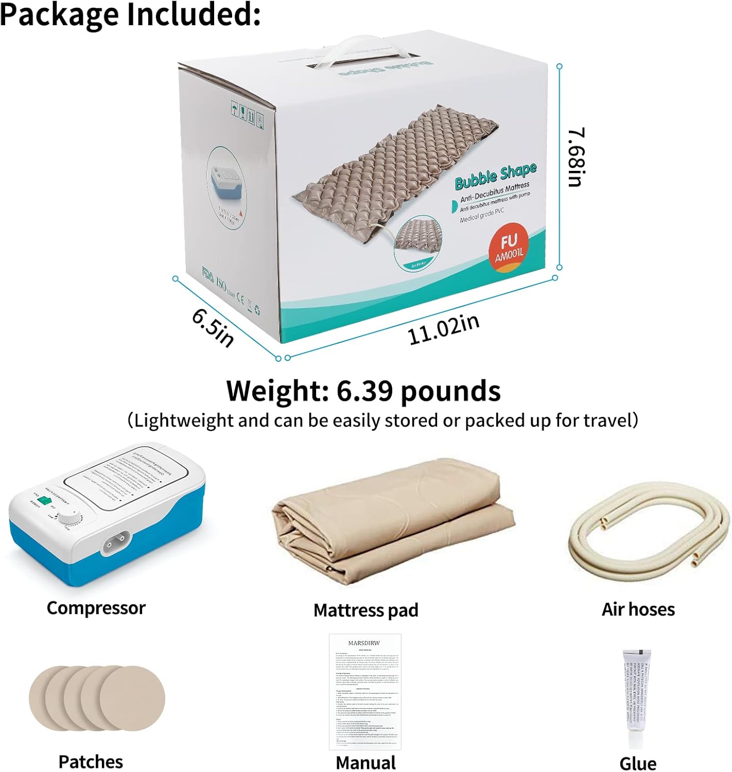 Alternating Pressure Pad Air Mattress for Hospital Bed Mattress Topper & Pump System Colchon Antiescaras para Persona Encamada Bed Sore Pads
