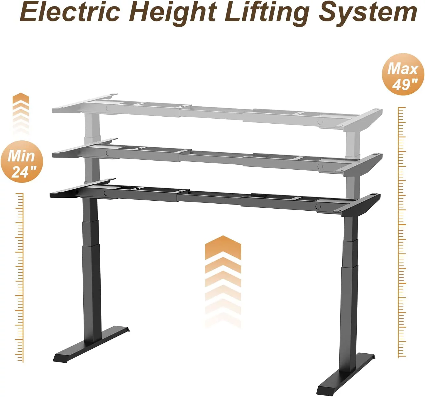 Electric Standing Desk Frame Dual Motor Height Adjustable Desk Motorized Stand Up Desk-Black(Frame Only)