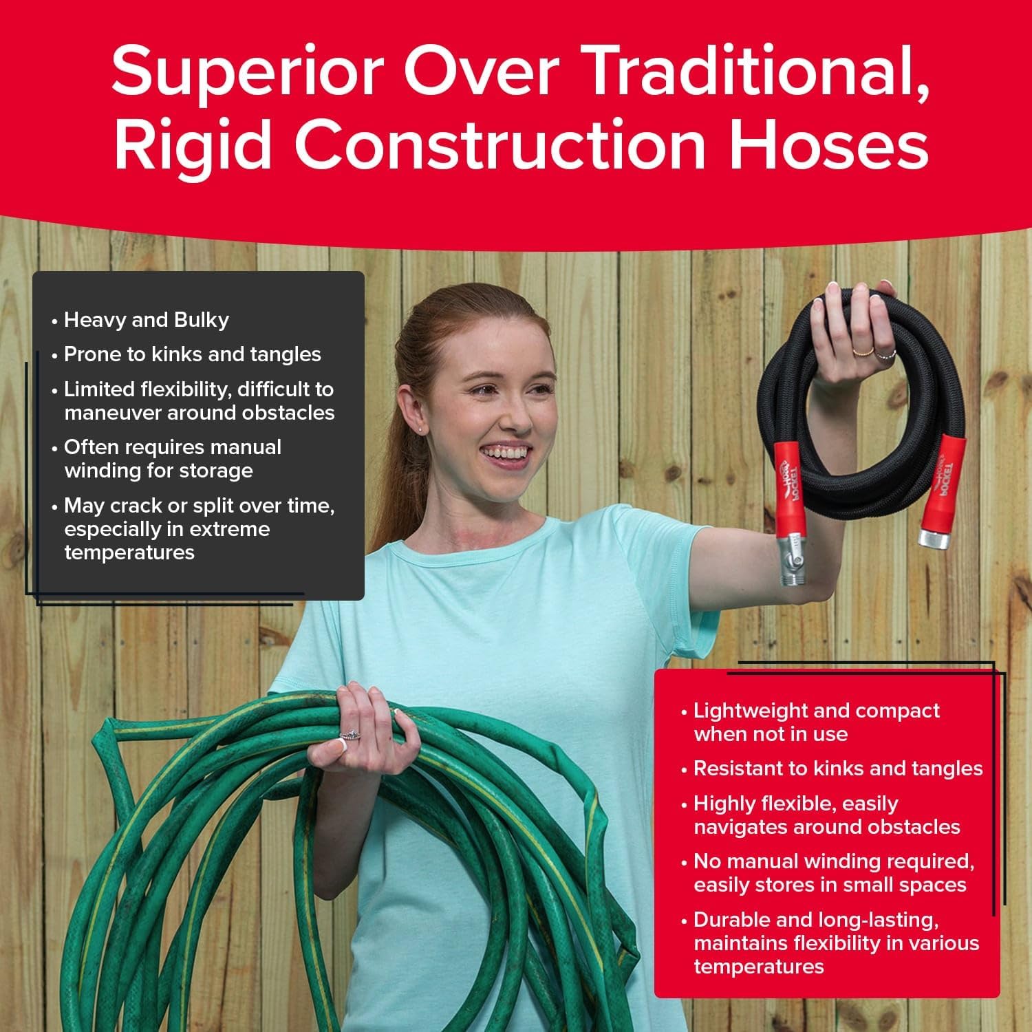 Pocket Hose Silver Bullet 2.0 Expandable Garden Hose 25-FT with Turbo Shot Nozzle, AS-SEEN-ON-TV, Lead-Free, Solid Aluminum Connectors