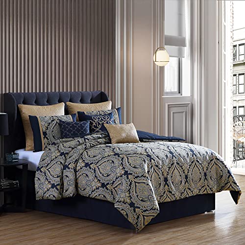 Riverbrook Home 100% Polyester Comforter Set, Queen, Hillcrest - Ivory/Gold, 9 Piece Set
