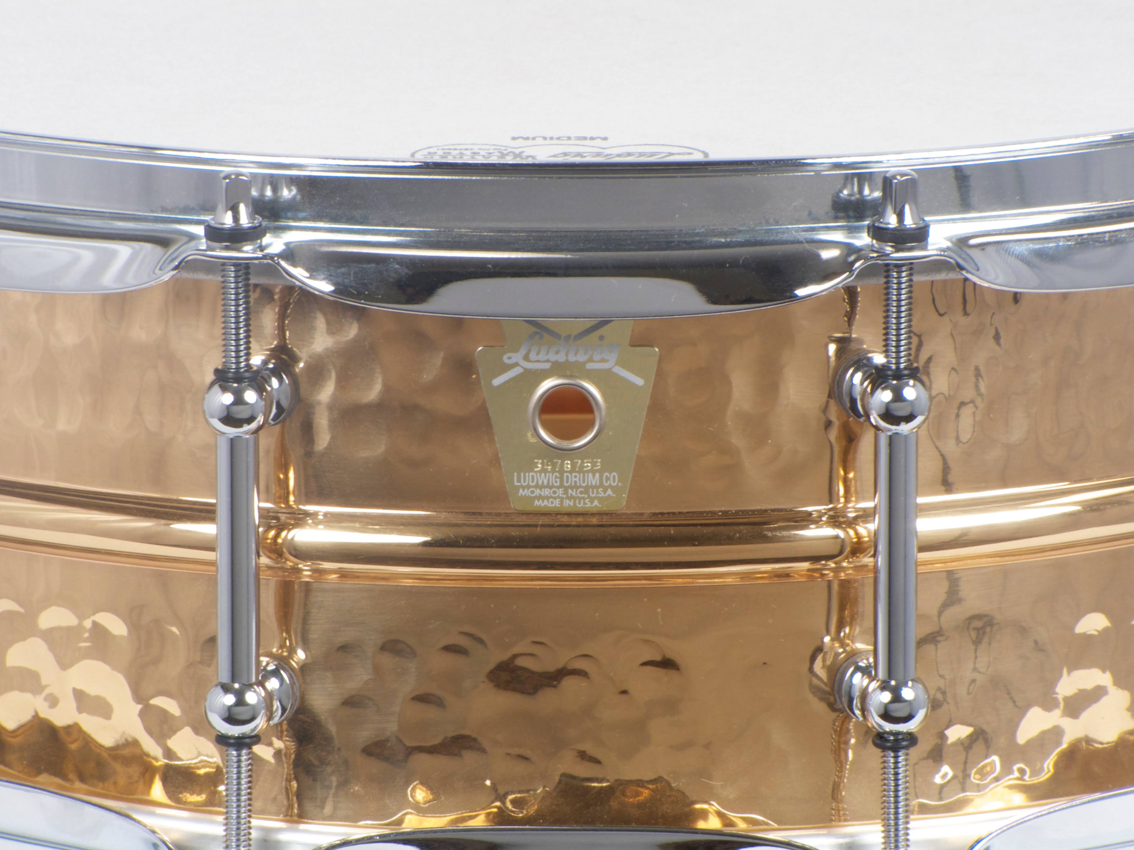 Ludwig 5x14x22 LB550KT Hammered Bronze Snare with Tube Lugs