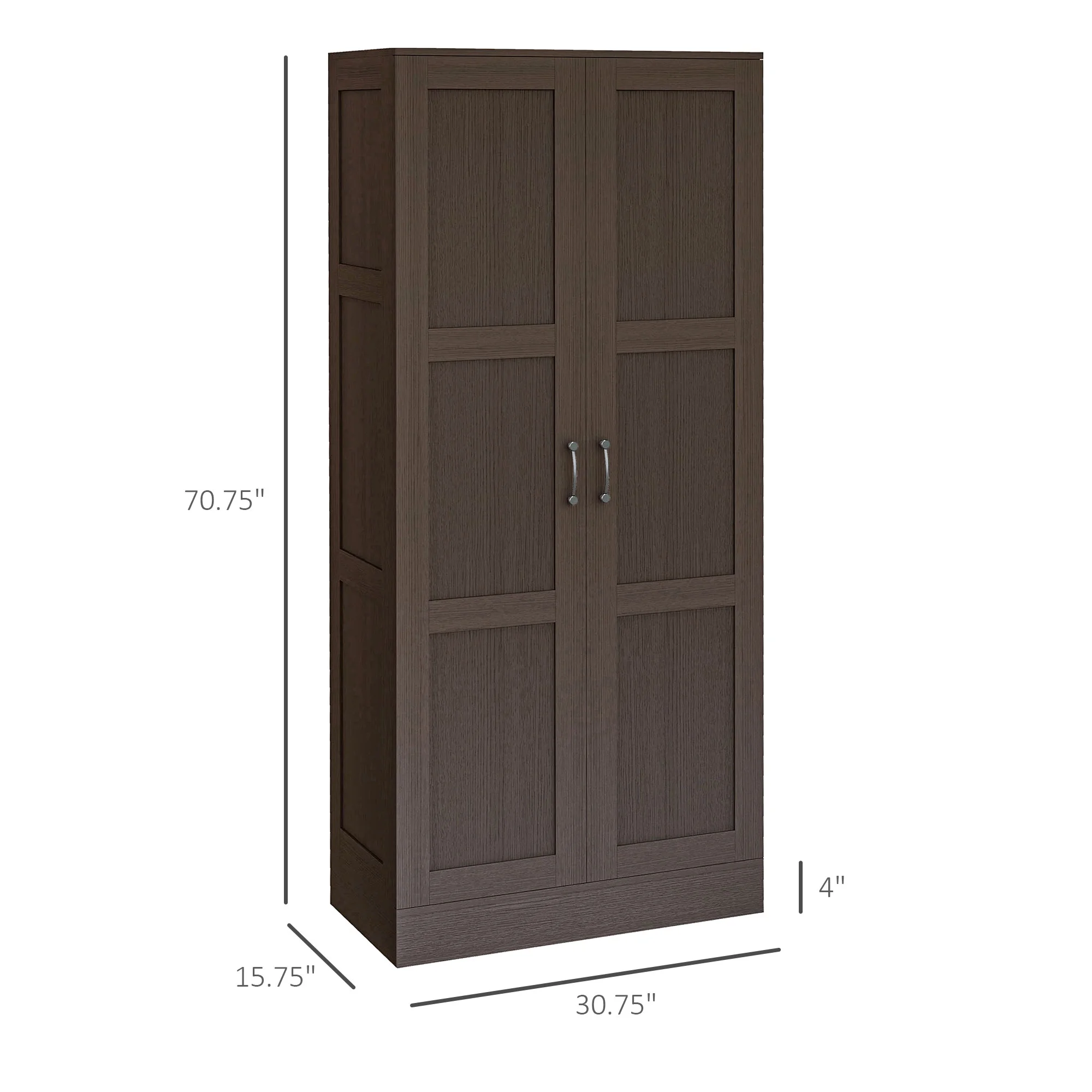 HOMCOM Storage Cabinet w/ Storage Shelves, Pantry Cupboard Cabinet, Coffee