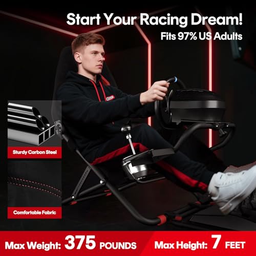 RACGTING Racing Simulator Cockpit for G920 G29 G923, Foldable Racing Simulator for Thrustmaster T248X T248 T300 T150 458 TX Xbox PS5 PS4 PC (Black)