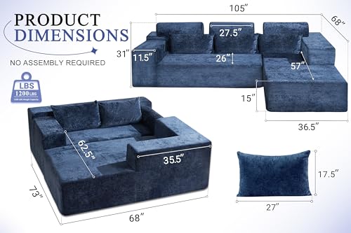 HABUTWAY 105" L-Shape Modular Sectional Sofa Couch for Living Room,No Assembly Required,Modular Comfy Sofa with Deep Seat for Living Room Bedroom