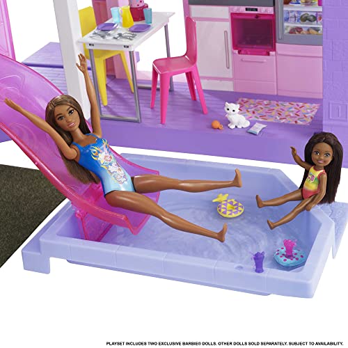 Barbie 60th Celebration DreamHouse Doll House Playset (3.75-feet) with 2 Exclusive Dolls, Car, Pool, Slide, Elevator, Lights & Sounds