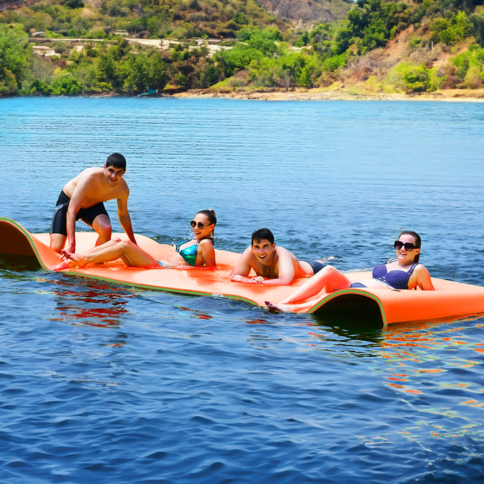 Magshion 18' x 6' Water Floating Mat, 3-Layer Tear-Resistant XPE Foam Water Floating Pad Lily Pad for Pool Lake River Ocean Outdoor Water Activities