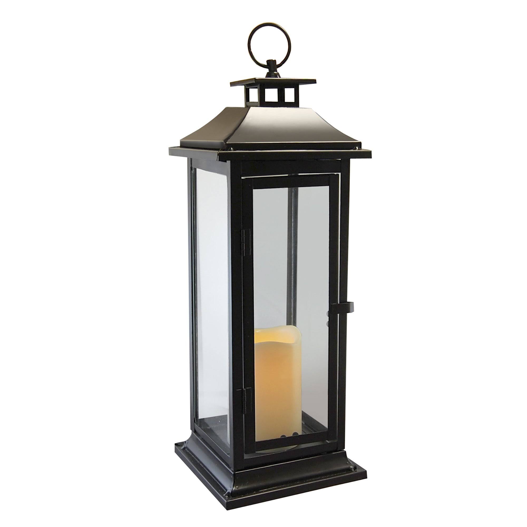 Lumabase Metal Lantern with LED Candle - Traditional Black