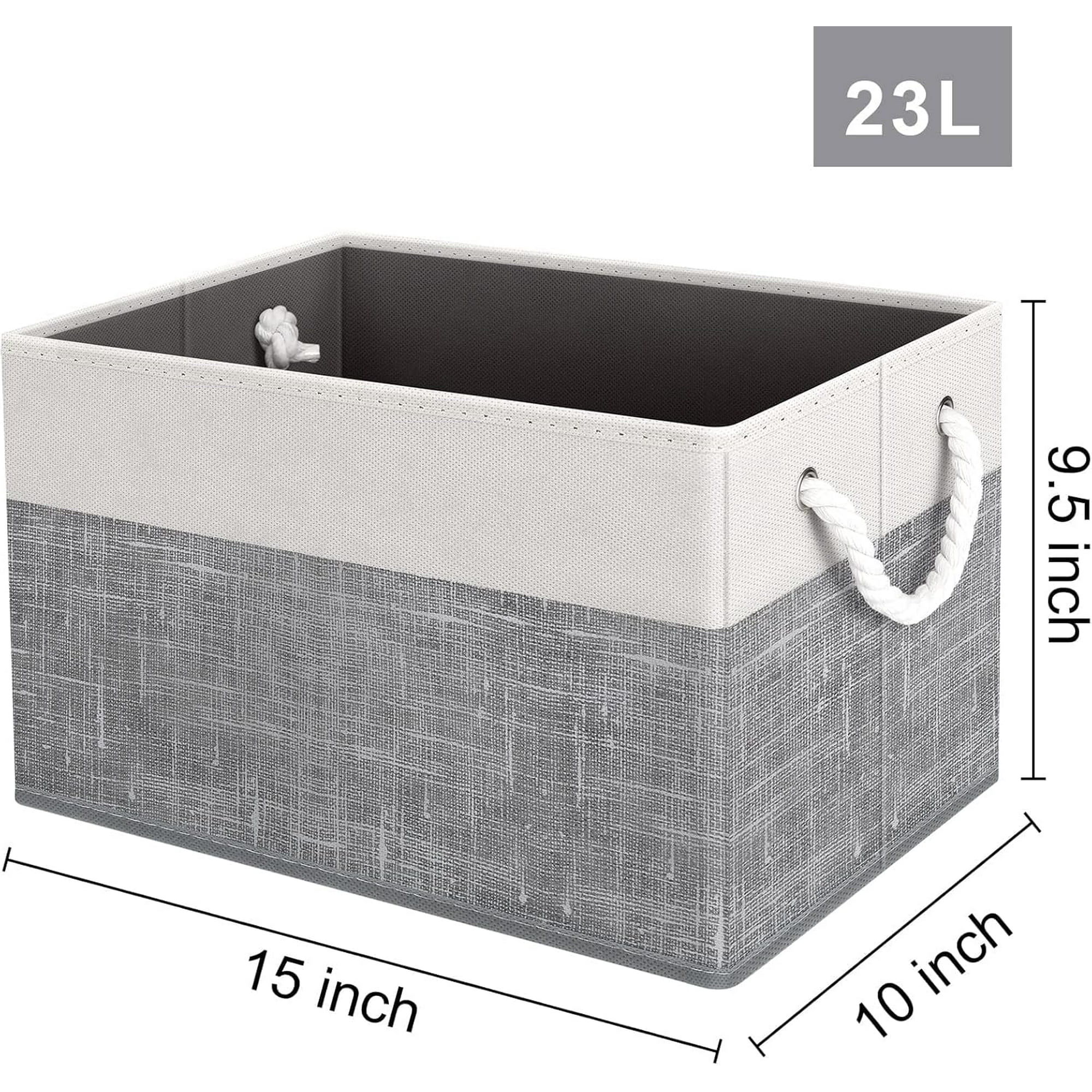 Storage Bins , Foldable Storage Baskets for Organizing Toys, Books, Shelves, Closet, Large Storage Box with Rope Handles, Sturdy Organizer Bins