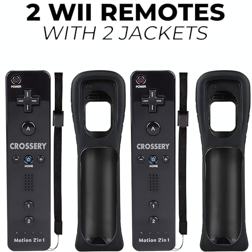 Nintendo Wii Console Bundle Black- With Wii Console Black, 2 Remotes & 2 Nunchuks Fully Compatible, Charging Dock, 2 Rechargeable Batteries