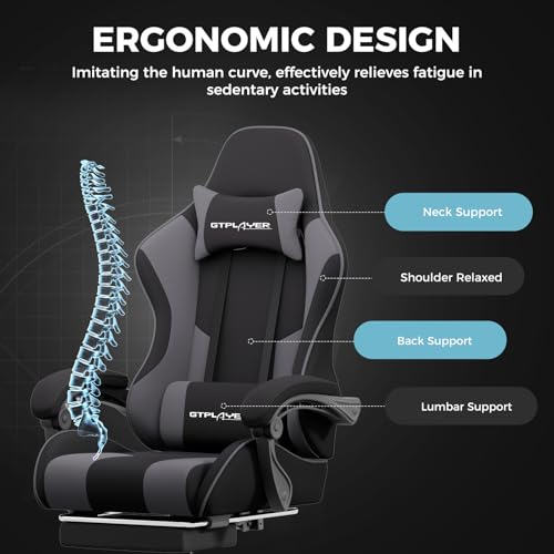 GTPLAYER Gaming Chair, Computer Chair with Footrest and Lumbar Support