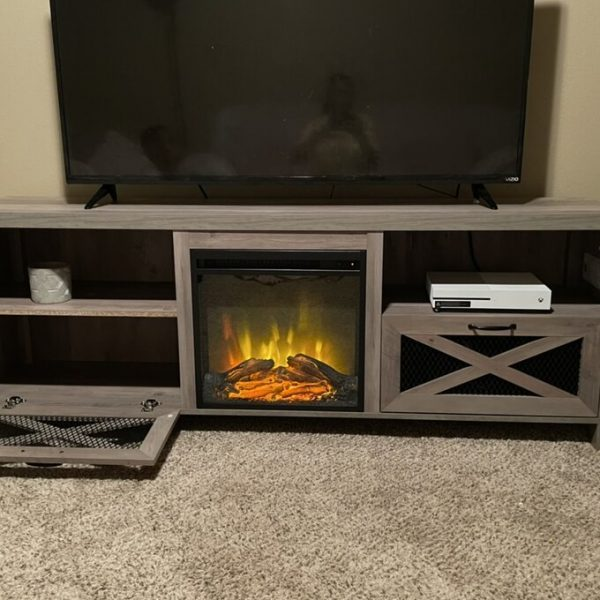 TV Stand for TVs up to 85&prime;&prime; with Fireplace Included