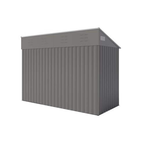 4×8 FT Outdoor Metal Storage Shed,Heavy-Duty Lean to Storage Shed with Floor Base,Garden Tool Metal Storage House W/Lockable Door and 2 Air Vents