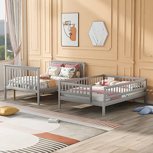 Harper & Bright Designs Twin Size Loft Bed with L-Shaped Desk and Stairs, Solid Wood Loft Bed Frame with Storage Drawers and Bookcase