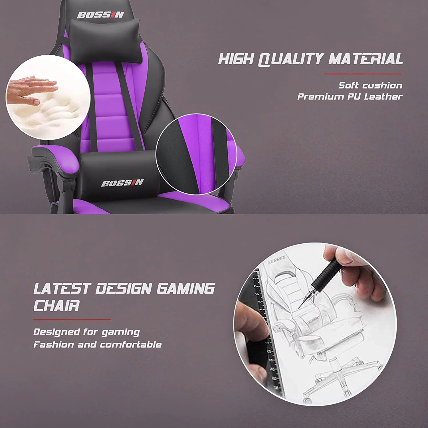Waleaf Gaming Chair, Ergonomic Heavy Duty Design, Gamer Chair with Footrest and Lumbar Support, Large Cushion High Back Office Chair