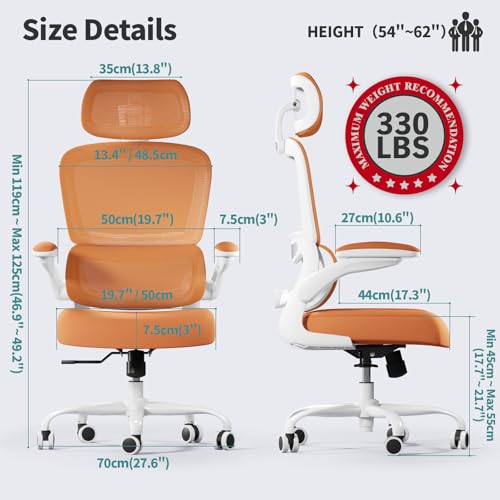TRALT Office Chair Ergonomic Desk Chair, 330 LBS Home Mesh Office Desk Chairs with Wheels, Comfortable Gaming Chair