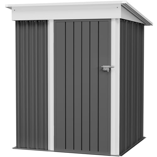 Flamaker Storage Shed Waterproof Metal Garden Shed with Lockable Door Utility Tool Shed Outdoor Storage for Backyard, Patio and Lawn (5 x 3 FT)