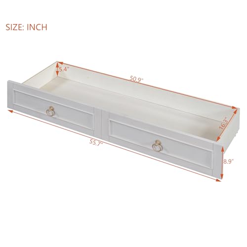 Harper & Bright Designs Queen Size Murphy Wall Bed, Chest Cube Cabinet With USB, Charging Station and Large Storage Drawer for Home Office