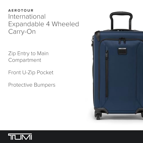 TUMI - Aerotour 4 Wheel Expandable Luggage - Men's and Women's Business and Leisure Travel Suitcase - 21.75" International Expandable Carry-On, Black