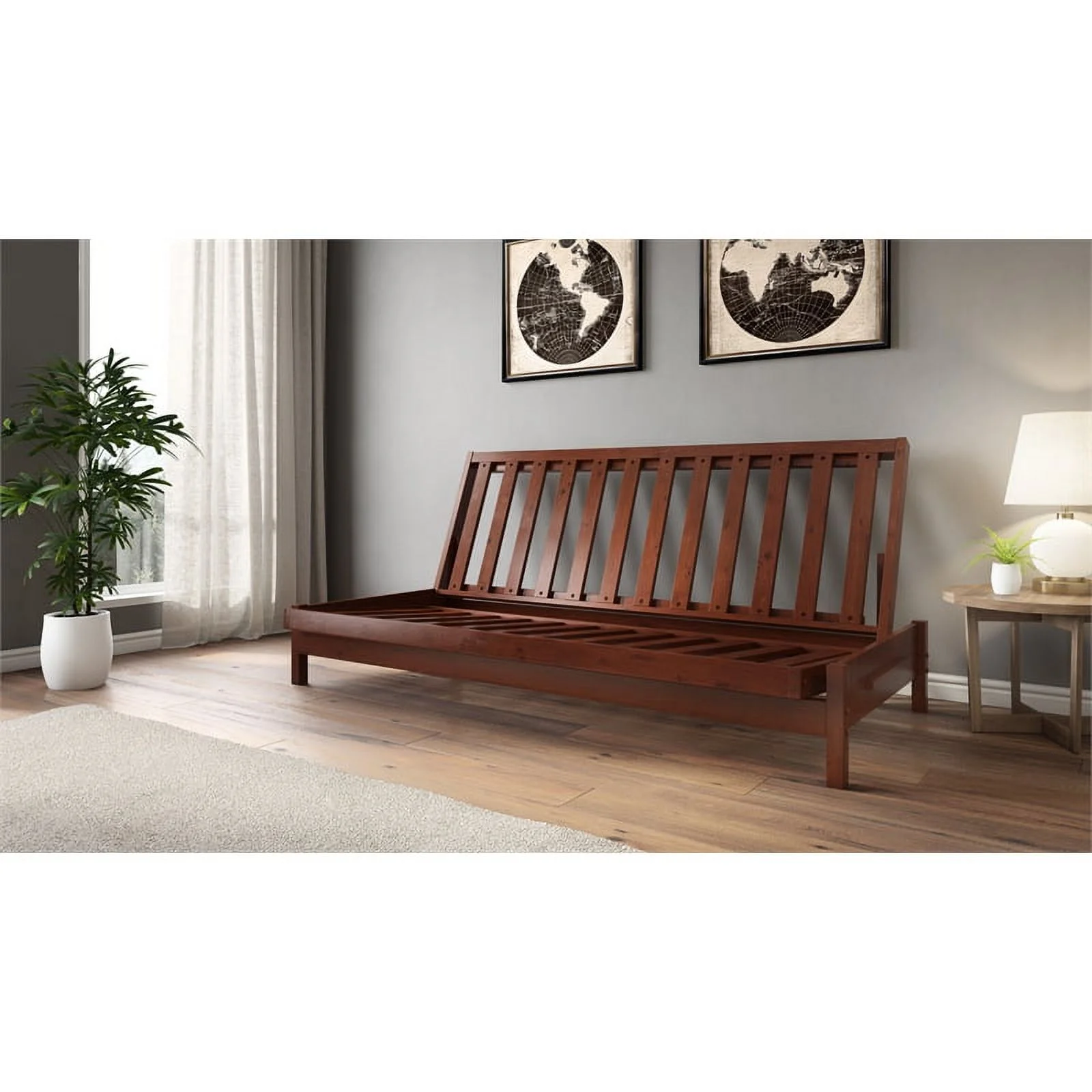 Full Size all wood Tozi Futon Frame Warm Cherry Finish