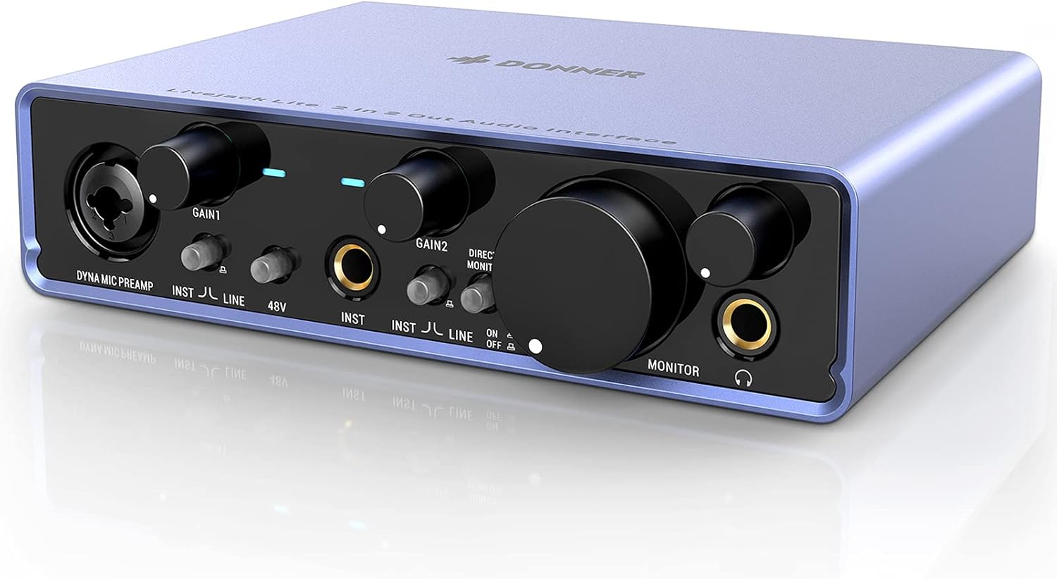Audio Interface Donner Livejack Lite 2 In 2 Out, USB Audio Interfaces, 24-bit/192 kHz Sound Card with Headphone Amplifier