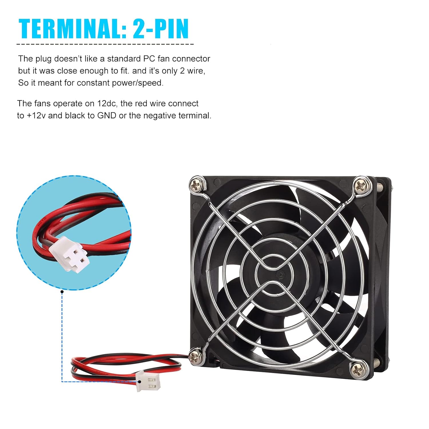 80mm Standard Case Fan 80x80x25mm DC 12V Brushless 2-Pin High Performance PC Computer Case Cooling Fan