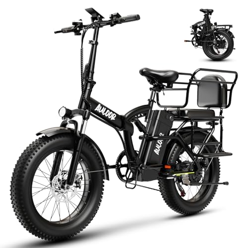 1000W Folding Electric Bike,48V 20AH Removable Battery E Bike,30+MPH,80 Miles Max Range Electric Bike for Adults,20" Fat Tire Foldable ebike
