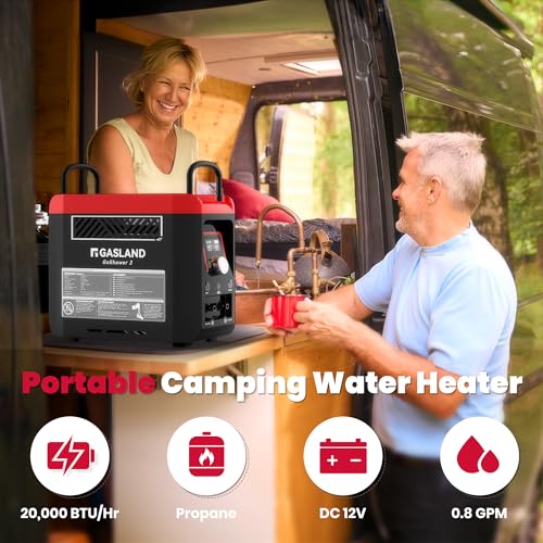 GASLAND Goshower G3 Pro 1lb Propane Portbale Water Heater with Pump | 4000mAh Rechargeable Battery | MAX 100mins Shower Time | Outdoor Propane