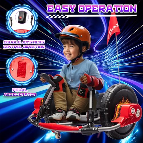 Electric Drifting Go Kart for Kids, 12V Outdoor Ride on Toys with 16-Inch Big Wheel, 360 Degree Spin, Speed of 4.66MPH, Dual Lever Steering