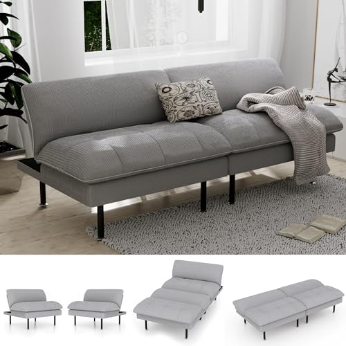 70" Futon Sofa Bed, 4 in 1 Multi-Function Couch Sleeper with Adjustable Backrest, Modern Convertible Futon, Recliner Small Loveseat for Living Room