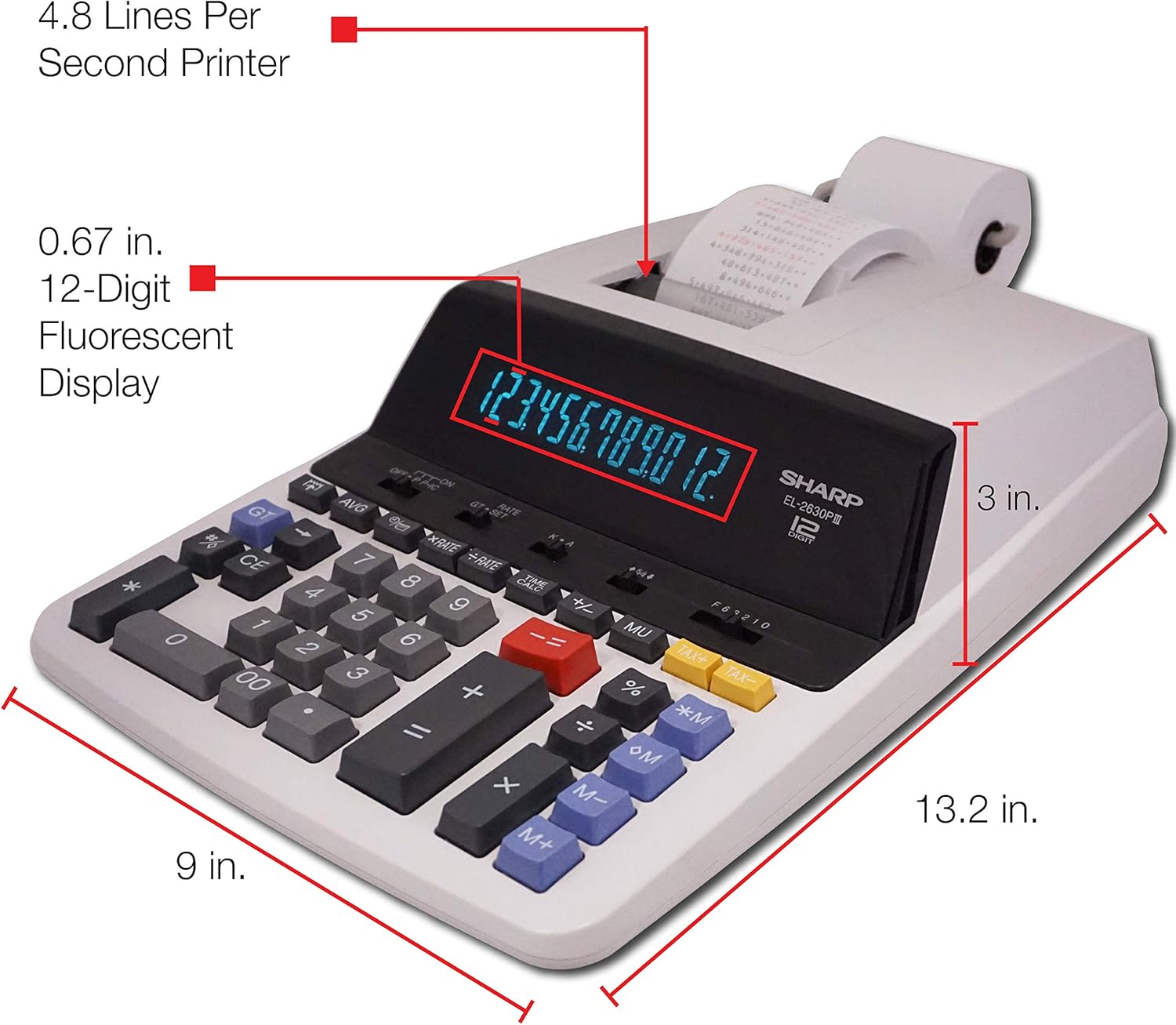 Sharp EL2630PIII 12 Digit Commercial Printing Calculator