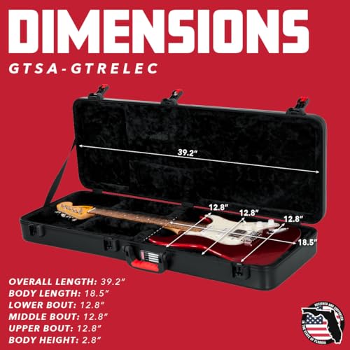 Gator Cases Molded Flight Case for Strat/Tele Style Electric Guitars with TSA Approved Locking Latch, (GTSA-GTRELEC)