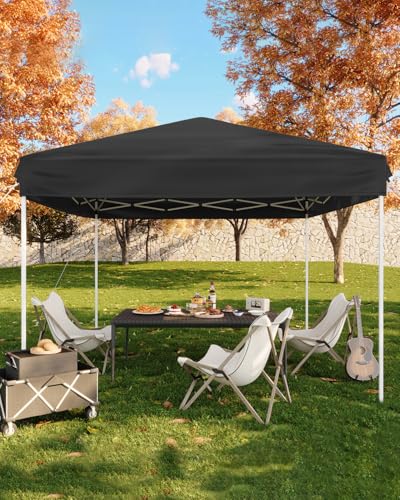 10x20 Pop Up Canopy - Easy Up Camping Tent with One Roller Bag, 3 Adjustable Height, 4 Weight Bags for Deck, Garden, Sports, Beach, Party - White