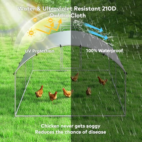 Large Metal Chicken Coop with Waterproof and UV-Resistant Cover